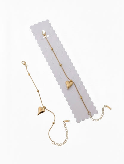 Golden Heart Bead Bracelet | 18k Gold Plating & Anti-Tarnish