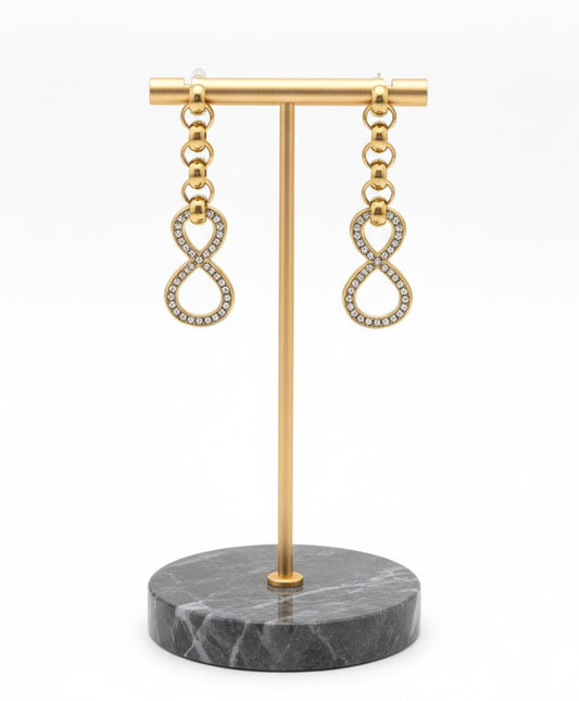 Triple Link Crystal Infinity Drop Earrings | 18K Gold-Plated