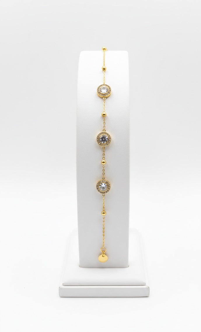 Luminous Triple-Stone Bezel Bracelet