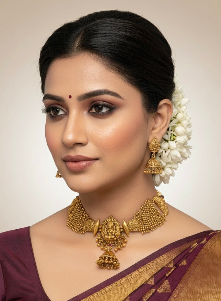 Divine Lakshmi Antique Gold Ball Choker