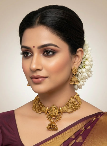 Divine Lakshmi Antique Gold Ball Choker