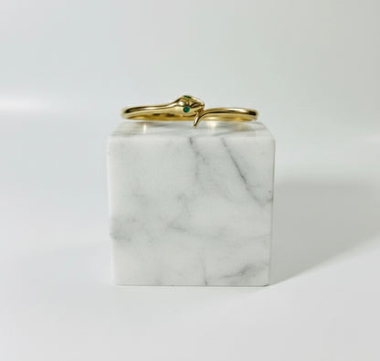 The Emerald-Eyed Snake Bangle: 18k Gold Premium Anti-Tarnish Wrap