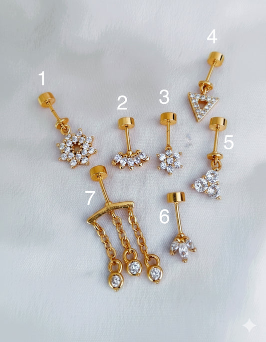 The Forever Glow Bugadi Collection: 18k Gold Plated Tarnish-Proof Piercing Essentials