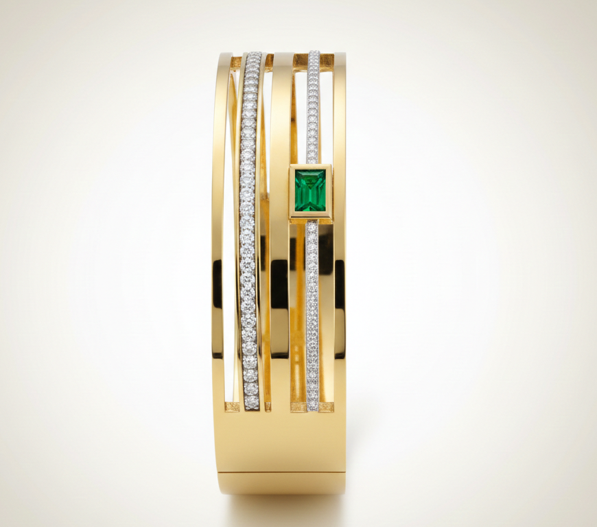 The Royal Emerald Halo Bangle