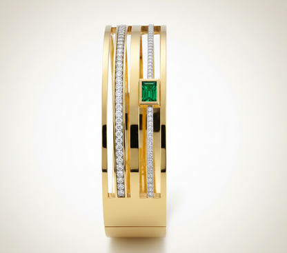 The Royal Emerald Halo Bangle
