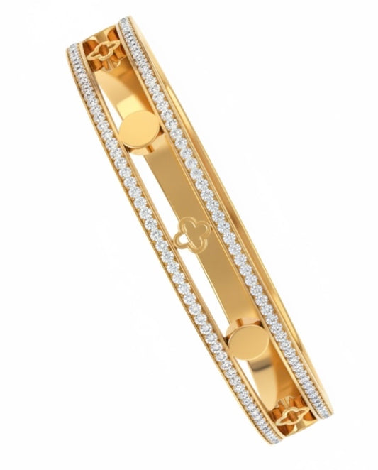 Radiant Pavé Fortune Bangle in 18K Gold-Plated Anti-Tarnish Stainless Steel