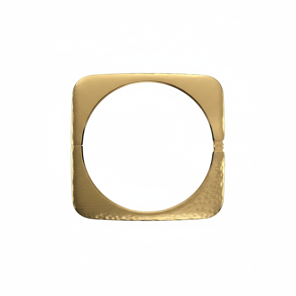 Architectural Hammered Box Bangle in Anti-Tarnish 18K Gold Plated Steel