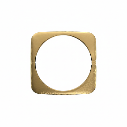 Architectural Hammered Box Bangle in Anti-Tarnish 18K Gold Plated Steel