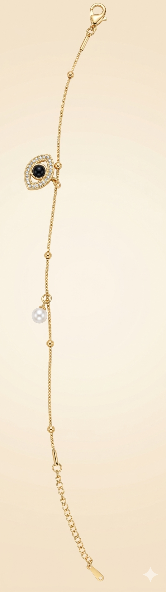 The Guardian Charm Slim Bracelet – 18k Gold Plated Evil Eye & Pearl  Droplet Bracelet