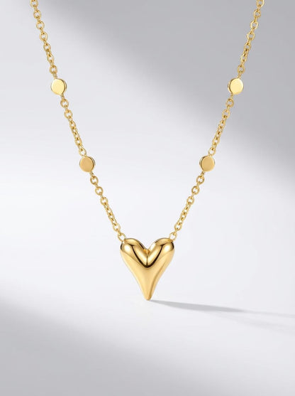 Petite Elongated Heart "Station" Necklace | 18K Gold Plated Finish | Anti Tarnish