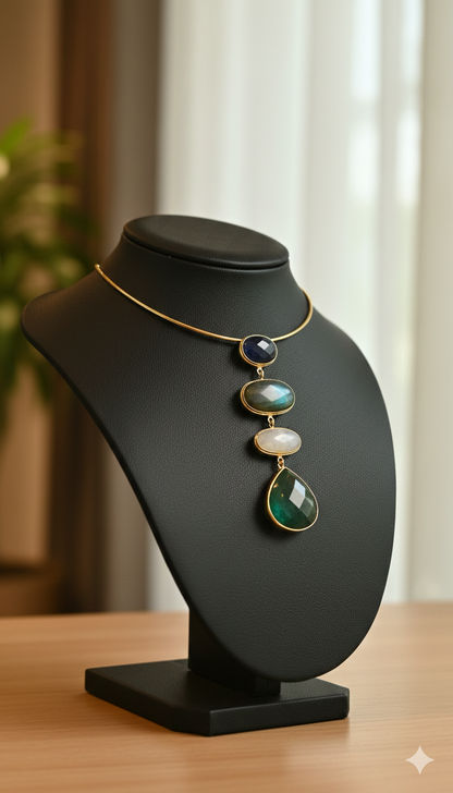 The Quadalite Hasli  [Terra Edit]: Lapis Lazuli, Labradorite, Rose Moonstone & Aventurine