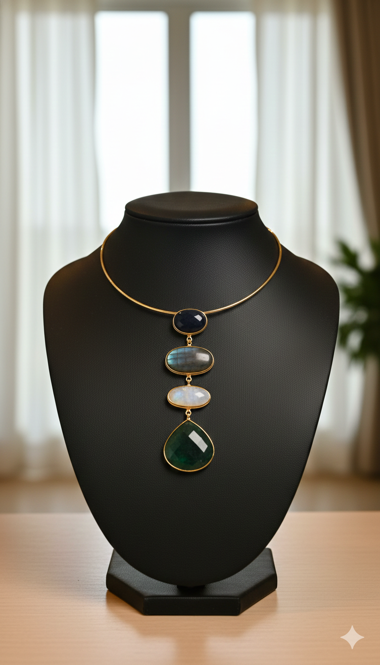 The Quadalite Hasli  [Terra Edit]: Lapis Lazuli, Labradorite, Rose Moonstone & Aventurine