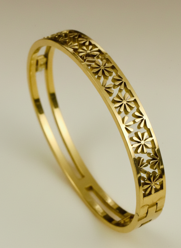 The Golden Blossom Sculpted Bangle
