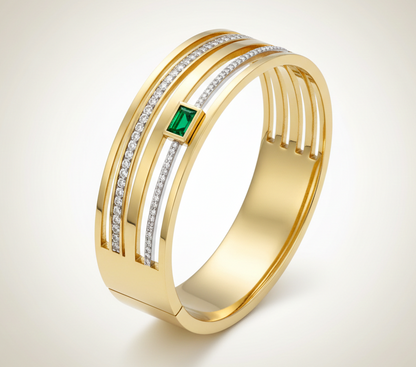 The Royal Emerald Halo Bangle